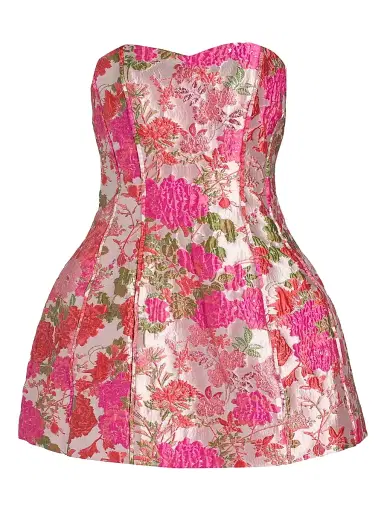 Elliatt Women's Floralie Strapless Jacquard Tulip Minidress - Pink Floral | Thumbnail 1