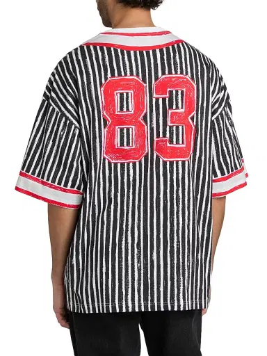 MOSCHINO Men's Baseball Jersey Graphic Crewneck T-Shirt - Black - Size XL | Thumbnail 5
