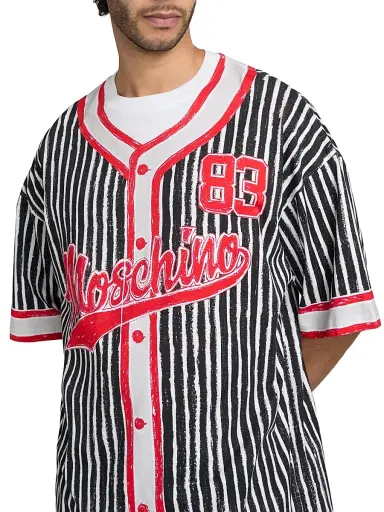 MOSCHINO Men's Baseball Jersey Graphic Crewneck T-Shirt - Black - Size XL | Thumbnail 6