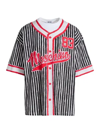 MOSCHINO Men's Baseball Jersey Graphic Crewneck T-Shirt - Black - Size XL | Thumbnail 1
