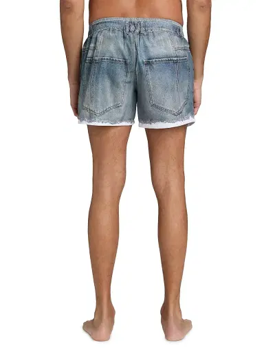 MOSCHINO Men's Denim Trompe L'Oeil Swim Shorts - Blue - Size 42 | Thumbnail 4