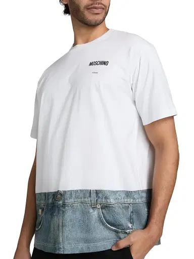 Moschino Men's Jeans Cotton Crewneck T-Shirt - White | Thumbnail 6 Moschino Men's Jeans Cotton Crewneck T-Shirt - White | Thumbnail 6