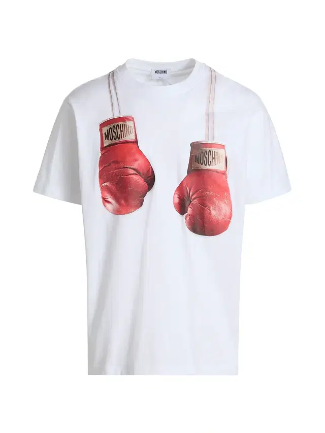 Men's Boxing Gloves Cotton Crewneck T-Shirt - White