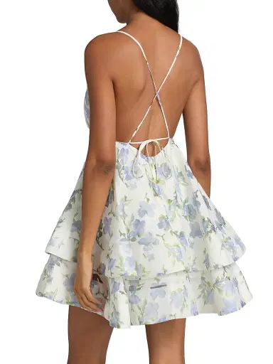 Elliatt Women's Cleo Tiered A-Line Minidress - Ivory Floral Print - Size XL | Thumbnail 5