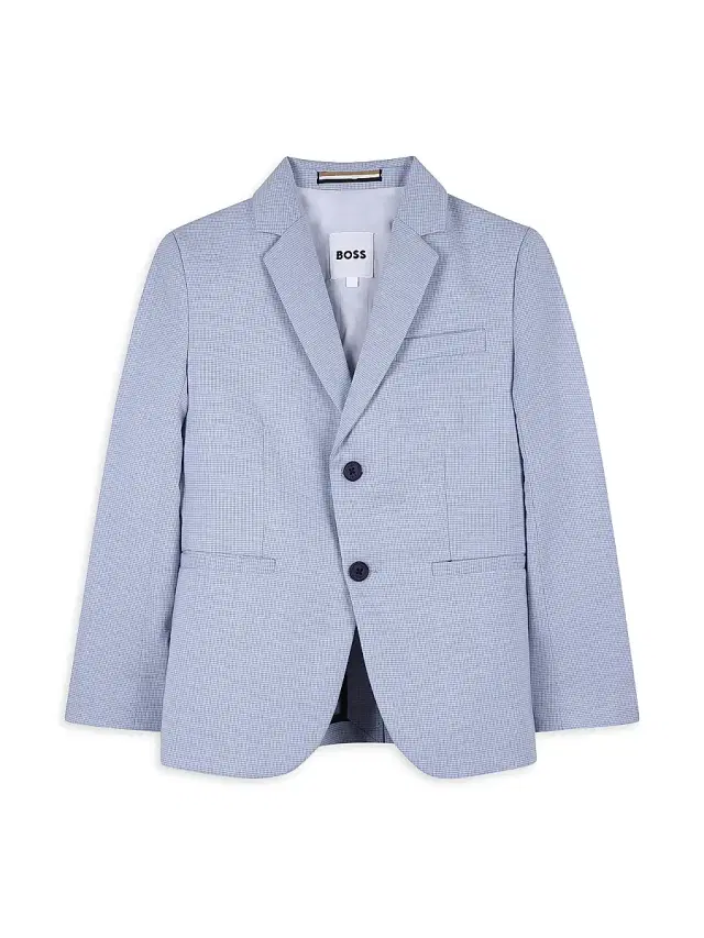 BOSS Little Boy's & Boy's Ceremony Micro Plaid Jacket - Medium Grey