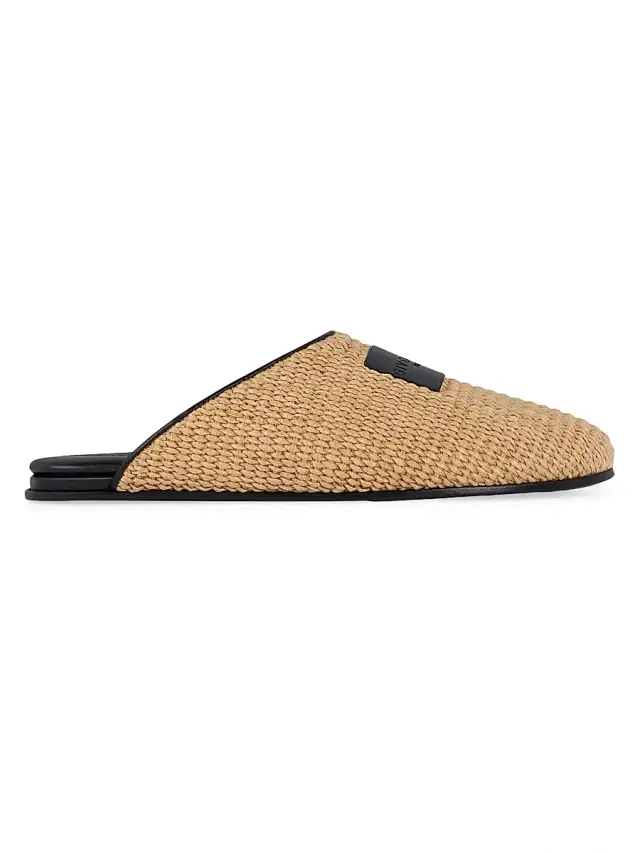 Givenchy Women's Label Raffia-Effect Flat Mules - Khaki Brown