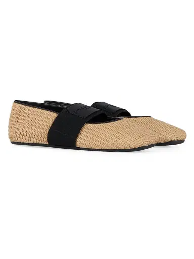 Givenchy Women's Sliced Square Raffia-Effect Ballerinas - Khaki Brown - Size 11 | Thumbnail 2