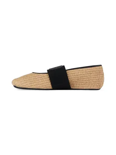 Givenchy Women's Sliced Square Raffia-Effect Ballerinas - Khaki Brown - Size 11 | Thumbnail 3
