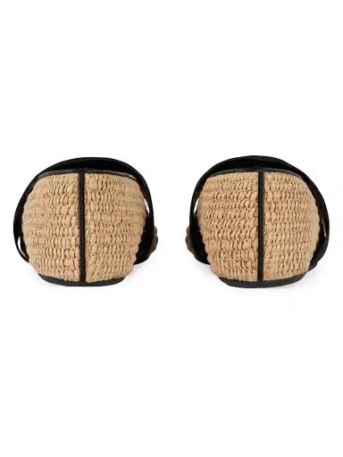 Givenchy Women's Sliced Square Raffia-Effect Ballerinas - Khaki Brown - Size 11 | Thumbnail 4