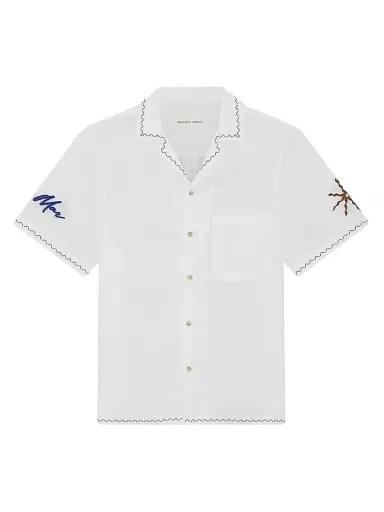 Frescobol Carioca Men's Alves Sol Y Mar-Embroidered Linen Shirt | Thumbnail 1