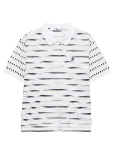 Prada Women's Striped Piqué Polo Shirt - White | Thumbnail 1