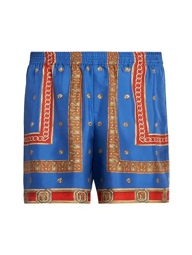 Men's The Ring Master Silk Twill Shorts - Royal Blue Red