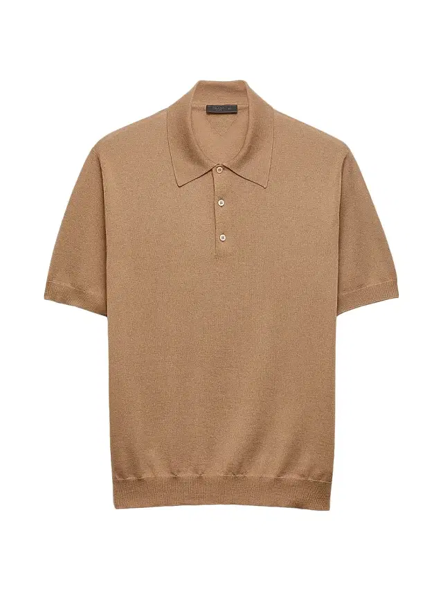Prada Men's Cashmere and Silk Polo Shirt - Brown