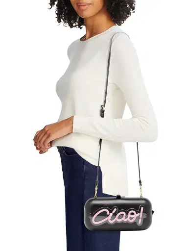 MOSCHINO Women's 'Ciao!' Script Logo Clutch - Black | Thumbnail 2 MOSCHINO Women's 'Ciao!' Script Logo Clutch - Black | Thumbnail 2