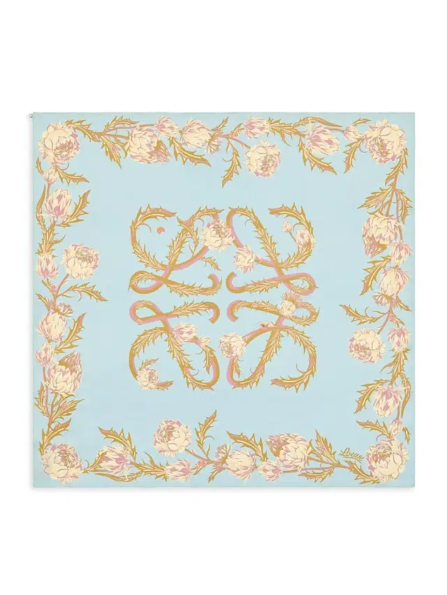 LOEWE Women's  x Paula's Ibiza Double Face Anagram Cotton Scarf - Light Blue Deep Blue