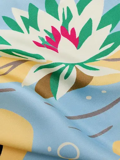 Loewe Women's x Paula's Ibiza Frog-Print Silk Scarf - Beige Light Blue | Thumbnail 3