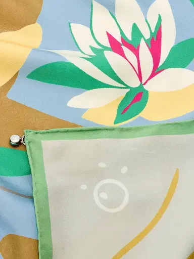 Loewe Women's x Paula's Ibiza Frog-Print Silk Scarf - Beige Light Blue | Thumbnail 4