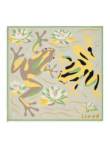Loewe Women's x Paula's Ibiza Frog-Print Silk Scarf - Beige Light Blue | Thumbnail 1