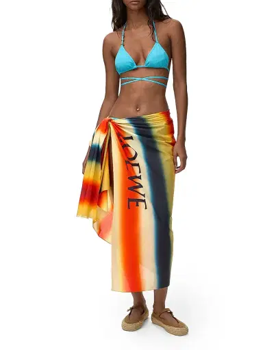Loewe Women's x Paula's Ibiza Logo Striped Cotton Pareo | Thumbnail 2 Loewe Women's x Paula's Ibiza Logo Striped Cotton Pareo | Thumbnail 2