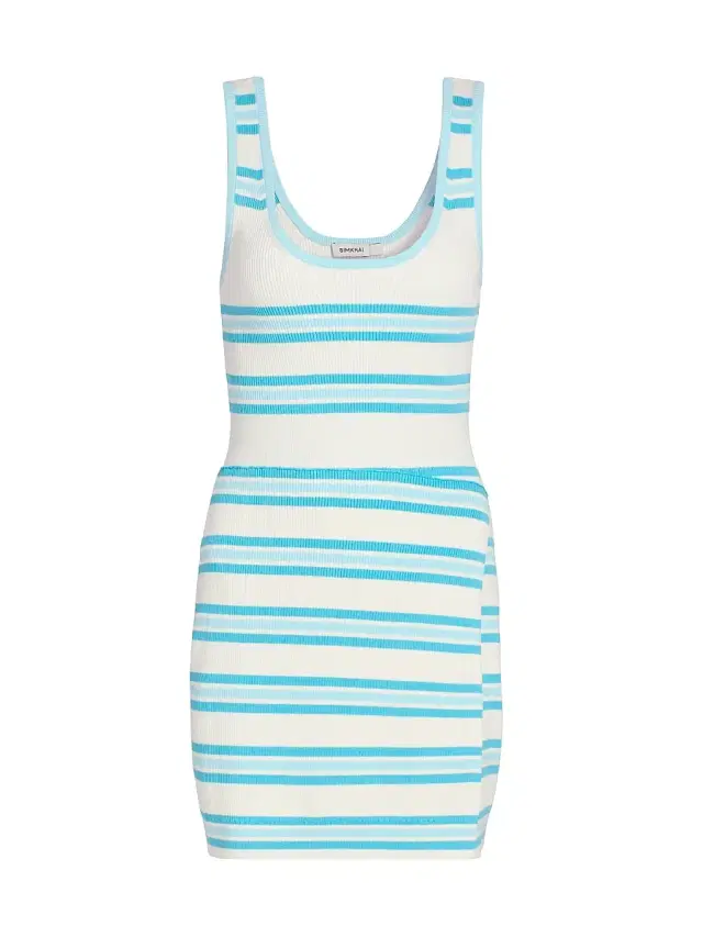 SIMKHAI Women's Marston Striped Cotton-Blend Minidress - Surf Pool Stripe