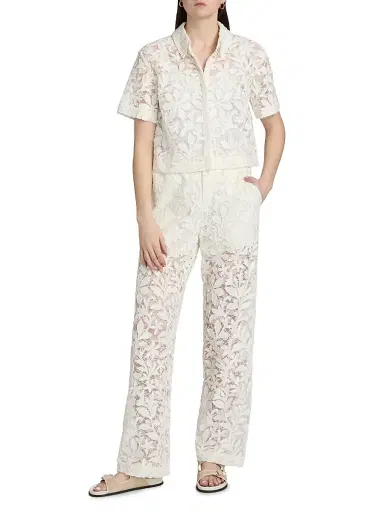 Simkhai Women's Annaelle Cotton Lace Top - White - Size XS | Thumbnail 2