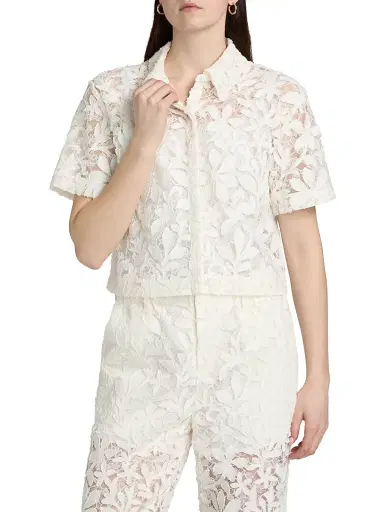 Simkhai Women's Annaelle Cotton Lace Top - White - Size XS | Thumbnail 3