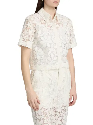 Simkhai Women's Annaelle Cotton Lace Top - White - Size XS | Thumbnail 4