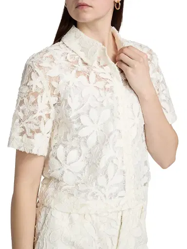 Simkhai Women's Annaelle Cotton Lace Top - White - Size XS | Thumbnail 6