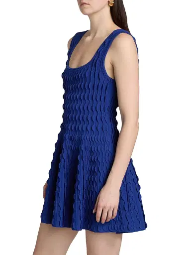 Simkhai Women's Vanna Scalloped Knit Minidress - Blueberry - Size XL | Thumbnail 4