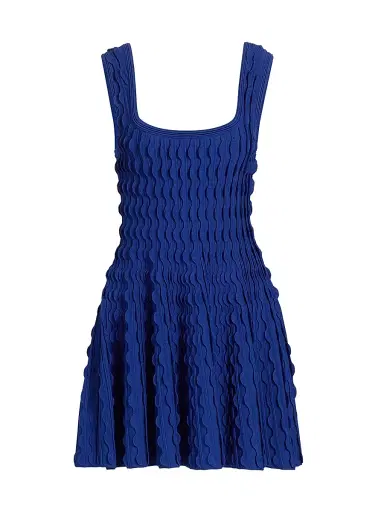 Simkhai Women's Vanna Scalloped Knit Minidress - Blueberry - Size XL | Thumbnail 1