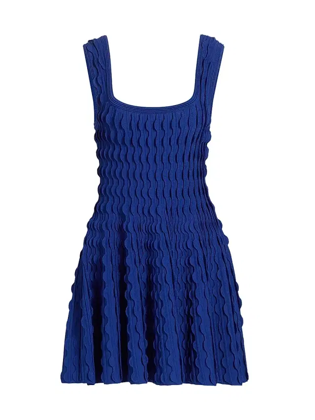 SIMKHAI Women's Vanna Scalloped Knit Minidress - Blueberry