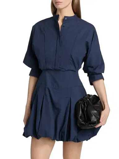 Simkhai Women's Effie Bubble-Hem Minidress - Midnight - Size 14 | Thumbnail 3