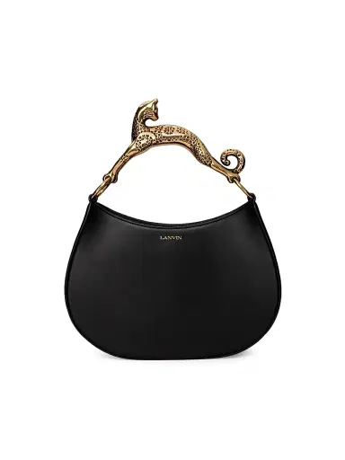 Lanvin Women's Cat-Handle Leather Hobo Bag - Black | Thumbnail 1 Lanvin Women's Cat-Handle Leather Hobo Bag - Black | Thumbnail 1