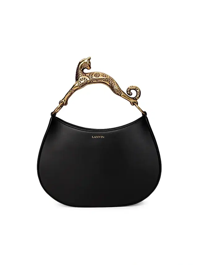 Lanvin Women's Cat-Handle Leather Hobo Bag - Black