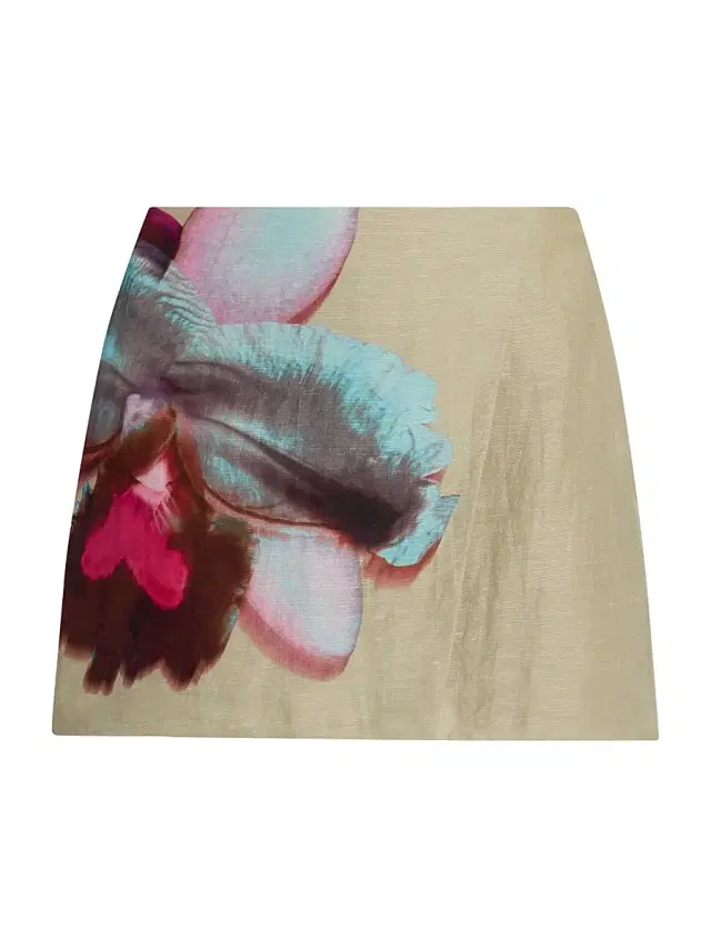 AMUR Women's Orielle Linen-Silk Asymmetric Miniskirt - Sage Orchid