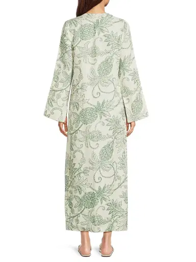 Lemlem Women's Theodora Linen Caftan Dress - Mokata Green - Size Large | Thumbnail 5 Lemlem Women's Theodora Linen Caftan Dress - Mokata Green - Size Large | Thumbnail 5