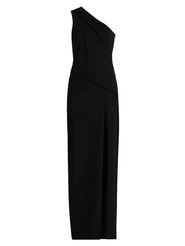 Women's Arliss One-Shoulder Crepe Gown - Black