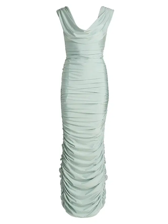 Women's Evangeline Ruched Gown - Creme De Menthe