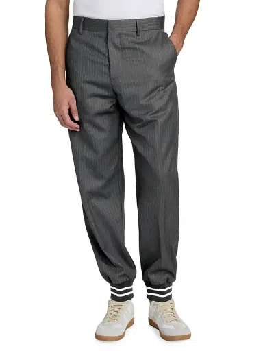 Moschino Men's Pinstripe Wool Jogger Trousers - Grey | Thumbnail 3 Moschino Men's Pinstripe Wool Jogger Trousers - Grey | Thumbnail 3
