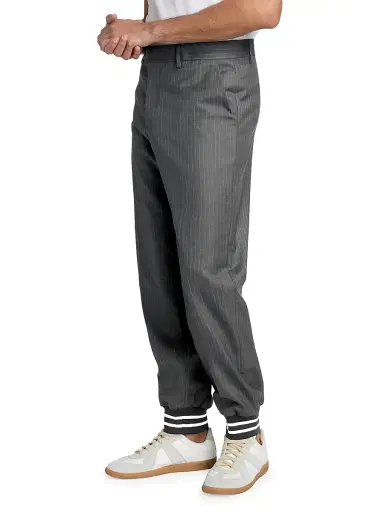 Moschino Men's Pinstripe Wool Jogger Trousers - Grey | Thumbnail 4 Moschino Men's Pinstripe Wool Jogger Trousers - Grey | Thumbnail 4