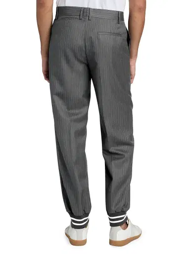 Moschino Men's Pinstripe Wool Jogger Trousers - Grey | Thumbnail 5 Moschino Men's Pinstripe Wool Jogger Trousers - Grey | Thumbnail 5