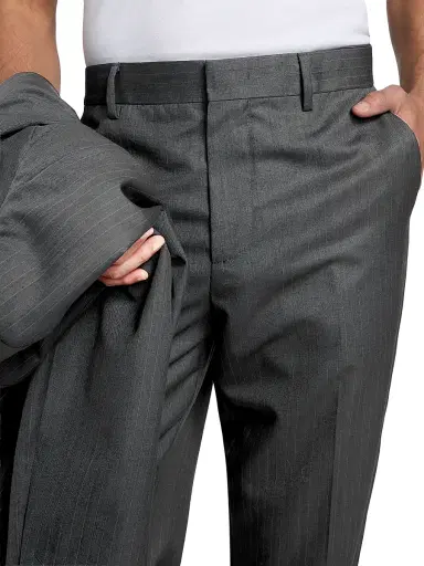 Moschino Men's Pinstripe Wool Jogger Trousers - Grey | Thumbnail 6 Moschino Men's Pinstripe Wool Jogger Trousers - Grey | Thumbnail 6