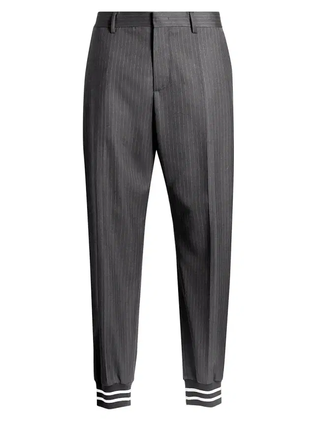 Men's Pinstripe Wool Jogger Trousers - Grey