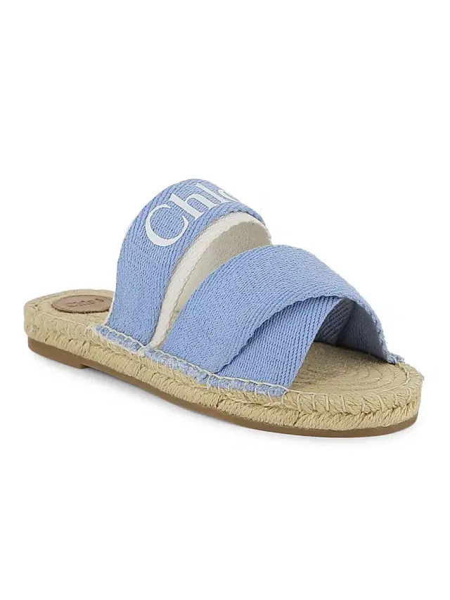 Chloé Baby Girl's, Little Girl's & Girl's Logo Espadrille Sandals - Denim Blue 1.5 (Child)