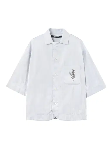 Jacquemus Men's La Chamise Cotton Shirt - Rosemary Light Blue - Size 44 | Thumbnail 1