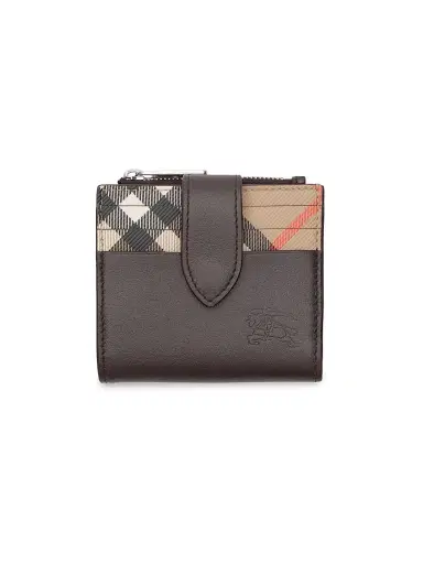 Burberry Men's Check Bifold Zip Wallet - Peat Sand | Thumbnail 1