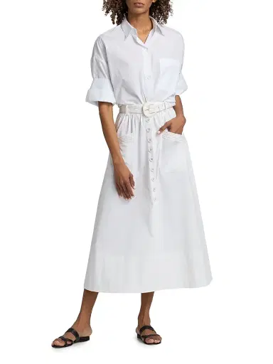 Saloni Women's Kirat Stretch-Cotton Poplin Midi-Skirt | Thumbnail 2