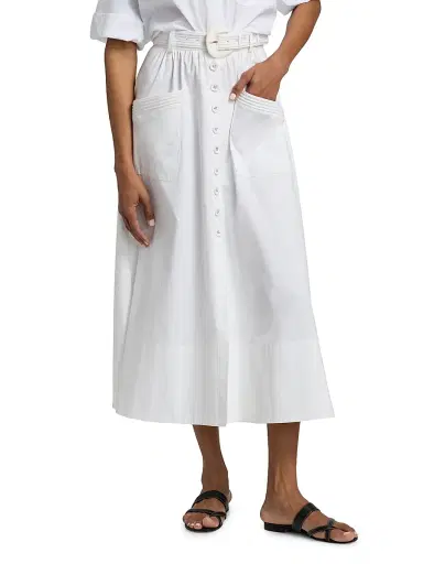 Saloni Women's Kirat Stretch-Cotton Poplin Midi-Skirt | Thumbnail 3