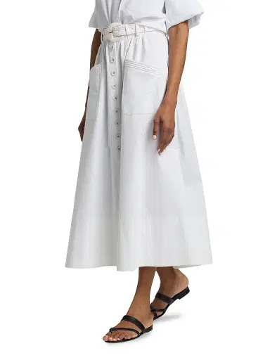 Saloni Women's Kirat Stretch-Cotton Poplin Midi-Skirt | Thumbnail 4