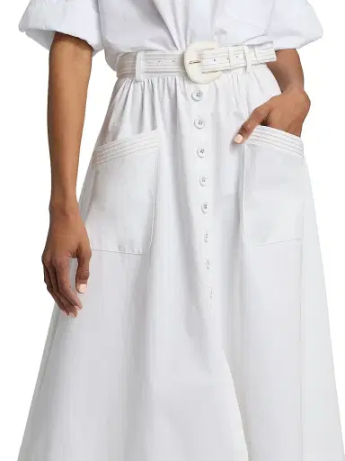 Saloni Women's Kirat Stretch-Cotton Poplin Midi-Skirt | Thumbnail 6